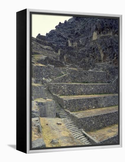 The Staircase Leading to the Fortress in Sacred Valley of Incas-null-Framed Premier Image Canvas