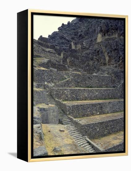 The Staircase Leading to the Fortress in Sacred Valley of Incas-null-Framed Premier Image Canvas