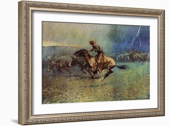 The Stampede-Frederic Sackrider Remington-Framed Art Print