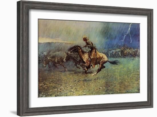 The Stampede-Frederic Sackrider Remington-Framed Art Print