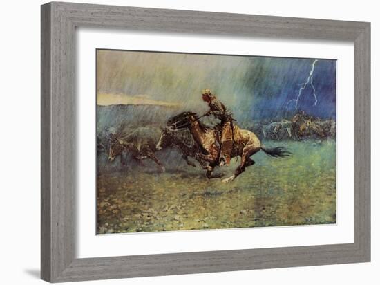 The Stampede-Frederic Sackrider Remington-Framed Art Print