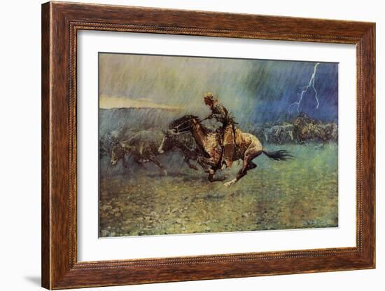 The Stampede-Frederic Sackrider Remington-Framed Art Print