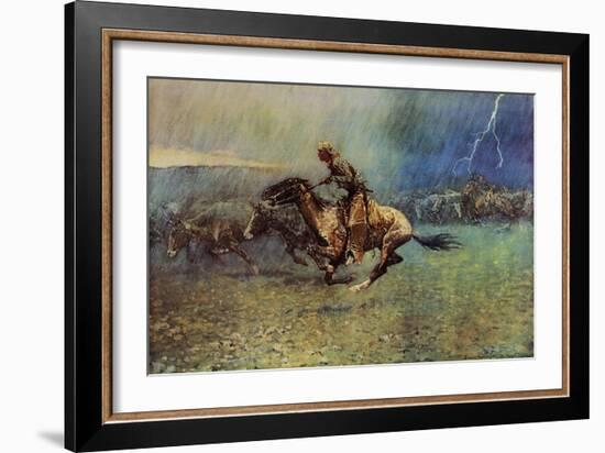 The Stampede-Frederic Sackrider Remington-Framed Art Print