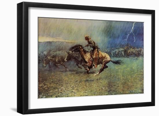 The Stampede-Frederic Sackrider Remington-Framed Art Print