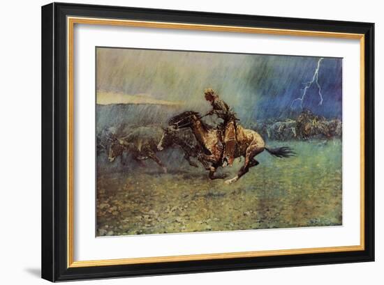 The Stampede-Frederic Sackrider Remington-Framed Art Print