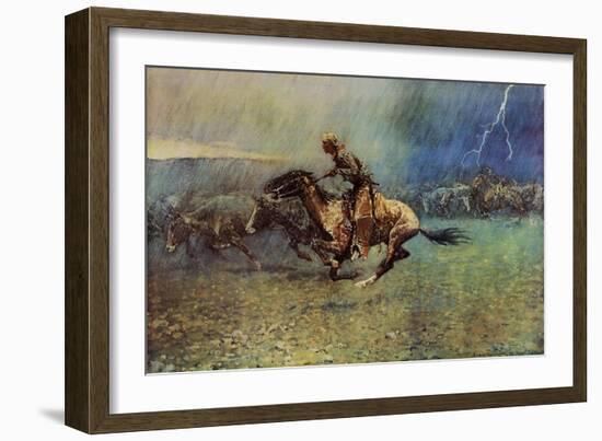 The Stampede-Frederic Sackrider Remington-Framed Premium Giclee Print