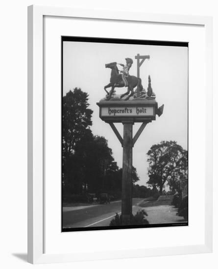 The "Stand and Deliver" Sign of Hopcroft's Halt Oxfordshire England-null-Framed Photographic Print