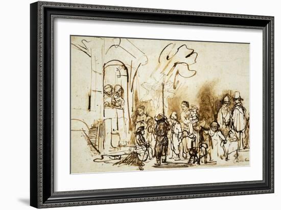 The Star of the Kings, A Dutch Custom to Celebrate the Feast of Epiphany (January 6th)-Rembrandt van Rijn-Framed Giclee Print