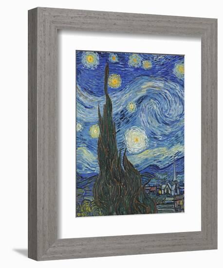 The Starry Night, June 1889 (Detail)-Vincent van Gogh-Framed Giclee Print