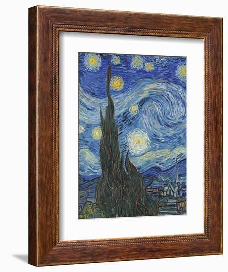 The Starry Night, June 1889 (Detail)-Vincent van Gogh-Framed Giclee Print