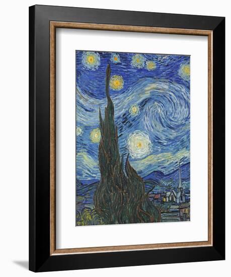 The Starry Night, June 1889 (Detail)-Vincent van Gogh-Framed Giclee Print