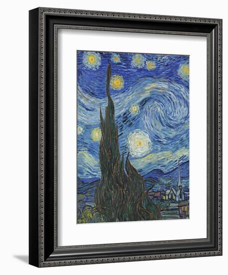 The Starry Night, June 1889 (Detail)-Vincent van Gogh-Framed Giclee Print