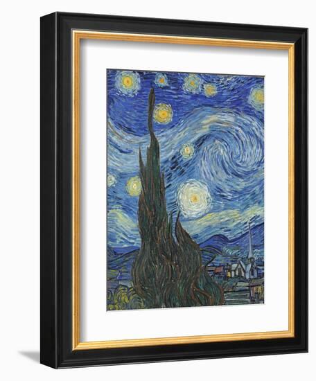 The Starry Night, June 1889 (Detail)-Vincent van Gogh-Framed Giclee Print