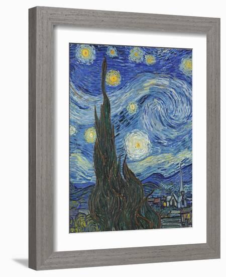 The Starry Night, June 1889 (Detail)-Vincent van Gogh-Framed Giclee Print