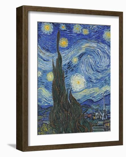 The Starry Night, June 1889 (Detail)-Vincent van Gogh-Framed Giclee Print