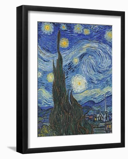 The Starry Night, June 1889 (Detail)-Vincent van Gogh-Framed Giclee Print