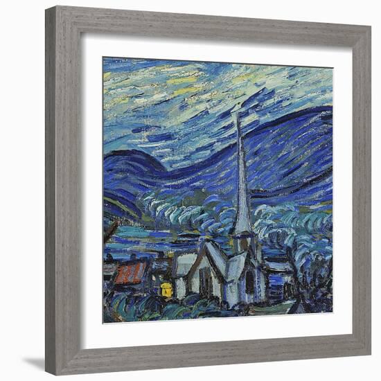 The Starry Night, June 1889 (Detail)-Vincent van Gogh-Framed Giclee Print
