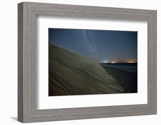 The Stars and Milky Way over the Dunes in Jericoacoara, Brazil-Alex Saberi-Framed Photographic Print