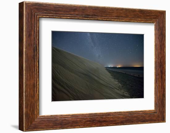 The Stars and Milky Way over the Dunes in Jericoacoara, Brazil-Alex Saberi-Framed Photographic Print