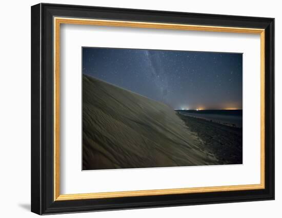 The Stars and Milky Way over the Dunes in Jericoacoara, Brazil-Alex Saberi-Framed Photographic Print