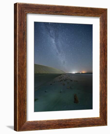 The Stars and Milky Way over the Dunes in Jericoacoara, Brazil-Alex Saberi-Framed Photographic Print