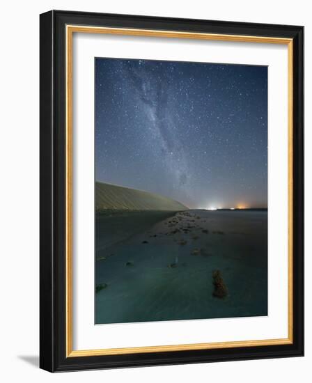 The Stars and Milky Way over the Dunes in Jericoacoara, Brazil-Alex Saberi-Framed Photographic Print