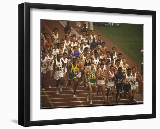 The Start of the 26 Mile Marathon at Summer Olympics-null-Framed Photographic Print