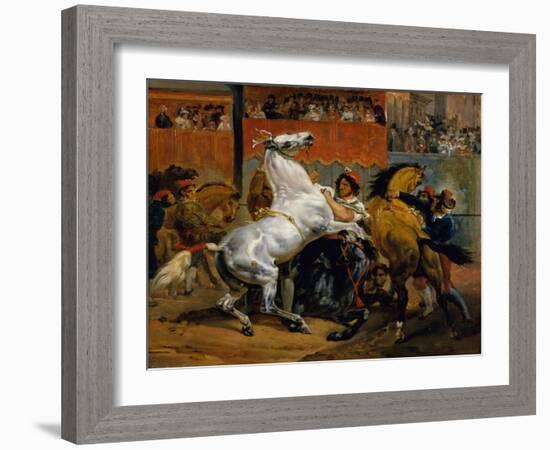 The Start of the Race of the Riderless Horses, 1820-Emile Jean Horace Vernet-Framed Giclee Print