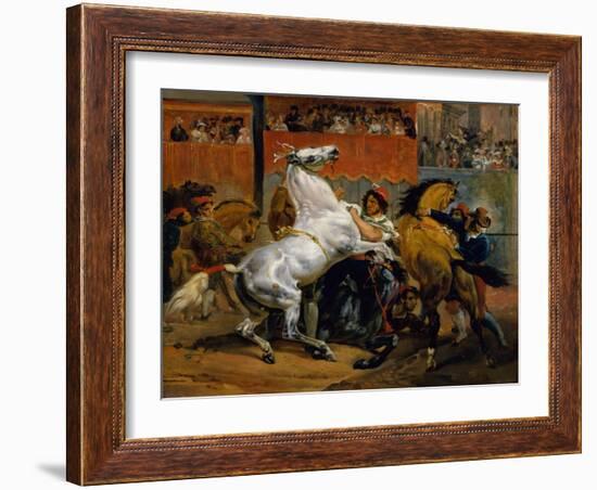 The Start of the Race of the Riderless Horses, 1820-Emile Jean Horace Vernet-Framed Giclee Print