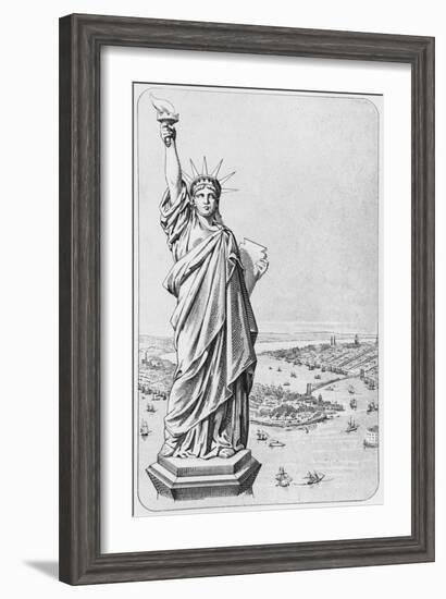 The Statue of Liberty, New York, C.1885 (Engraving) (B/W Photo)-American-Framed Giclee Print