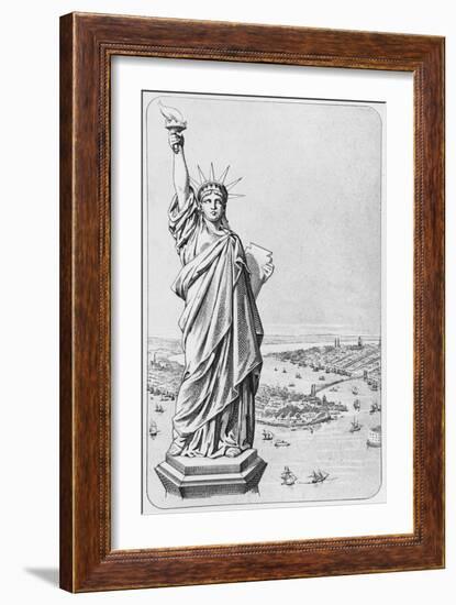 The Statue of Liberty, New York, C.1885 (Engraving) (B/W Photo)-American-Framed Giclee Print