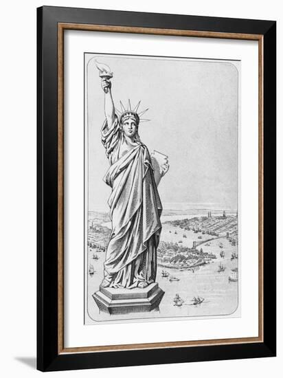 The Statue of Liberty, New York, C.1885 (Engraving) (B/W Photo)-American-Framed Giclee Print