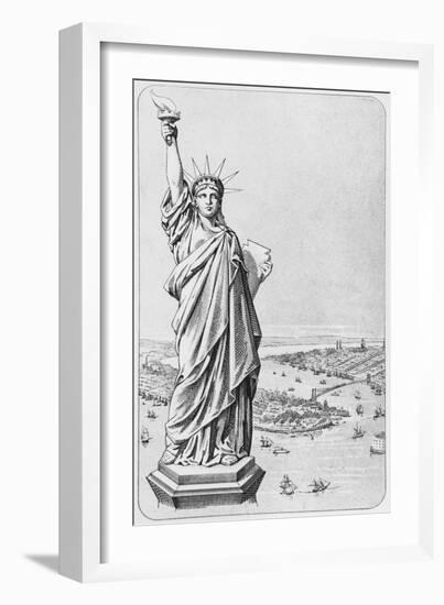 The Statue of Liberty, New York, C.1885 (Engraving) (B/W Photo)-American-Framed Giclee Print