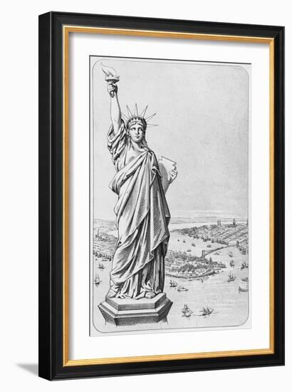 The Statue of Liberty, New York, C.1885 (Engraving) (B/W Photo)-American-Framed Giclee Print