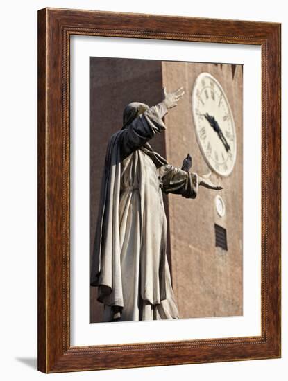 The Statue of Savonarola Outside the Castello Estense Ferrara Emilia-Romagna Italy-Julian Castle-Framed Photo