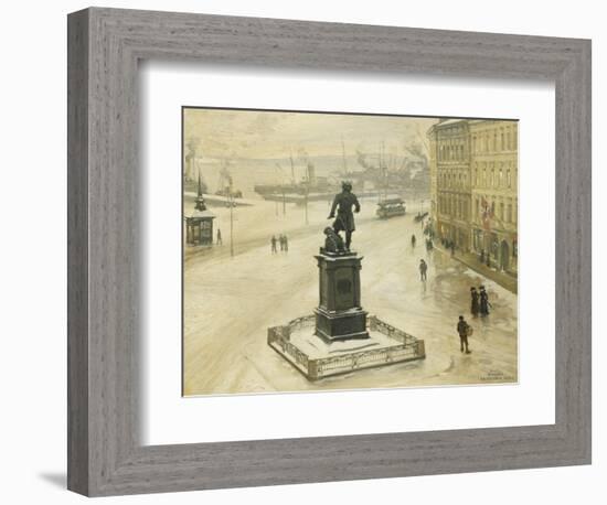 The Statue of Tordenskiold Facing Piperviken, Oslo Harbour, 1906-Paul Fischer-Framed Giclee Print