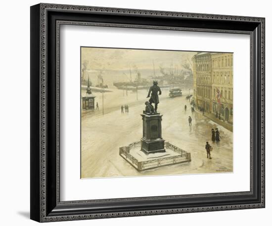 The Statue of Tordenskiold Facing Piperviken, Oslo Harbour, 1906-Paul Fischer-Framed Giclee Print