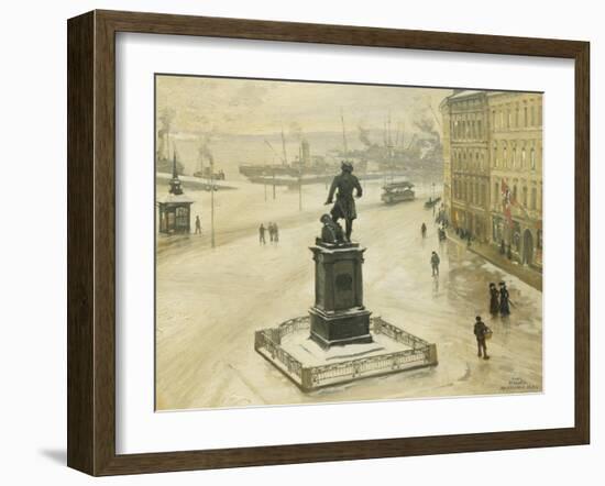 The Statue of Tordenskiold Facing Piperviken, Oslo Harbour, 1906-Paul Fischer-Framed Giclee Print