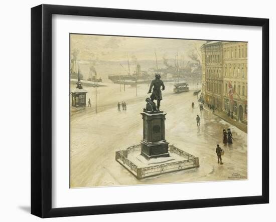 The Statue of Tordenskiold Facing Piperviken, Oslo Harbour, 1906-Paul Fischer-Framed Giclee Print