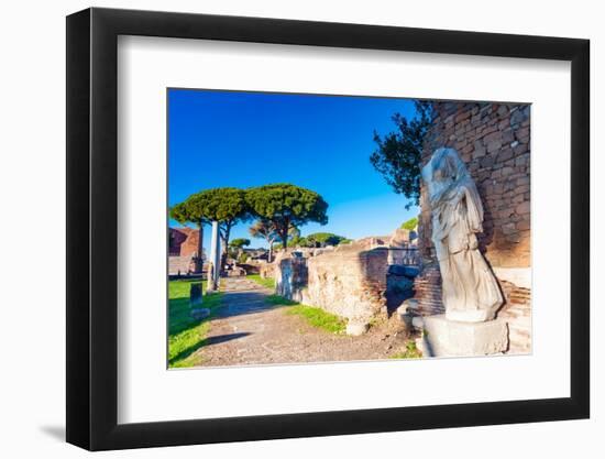 The statue of Victory on the rear of the Temple of Rome and Augustus-Nico Tondini-Framed Photographic Print
