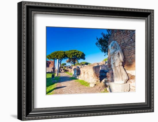The statue of Victory on the rear of the Temple of Rome and Augustus-Nico Tondini-Framed Photographic Print