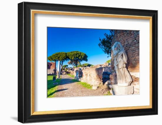 The statue of Victory on the rear of the Temple of Rome and Augustus-Nico Tondini-Framed Photographic Print