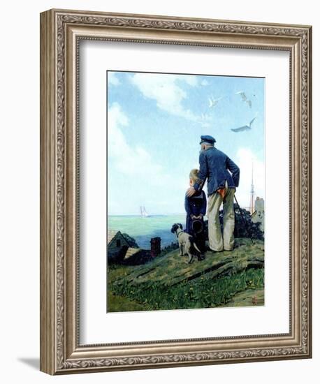 The Stay at Homes (or Outward Bound; Looking Out to Sea)-Norman Rockwell-Framed Premium Giclee Print