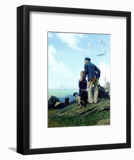 The Stay at Homes (or Outward Bound; Looking Out to Sea)-Norman Rockwell-Framed Premium Giclee Print