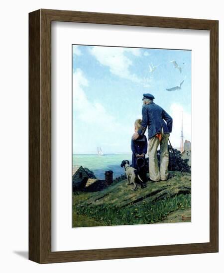 The Stay at Homes (or Outward Bound; Looking Out to Sea)-Norman Rockwell-Framed Premium Giclee Print