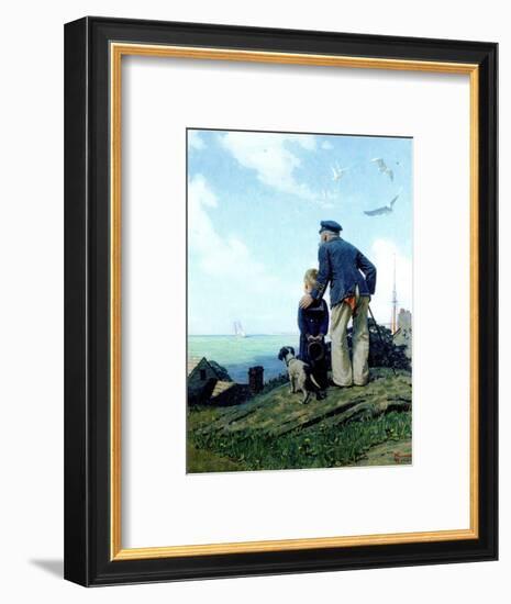 The Stay at Homes (or Outward Bound; Looking Out to Sea)-Norman Rockwell-Framed Premium Giclee Print