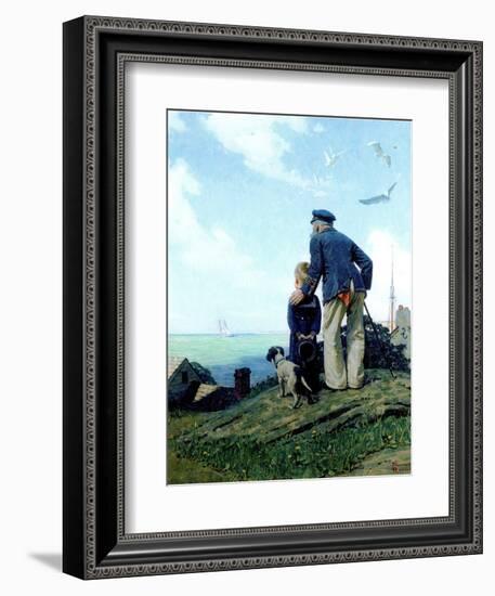 The Stay at Homes (or Outward Bound; Looking Out to Sea)-Norman Rockwell-Framed Premium Giclee Print