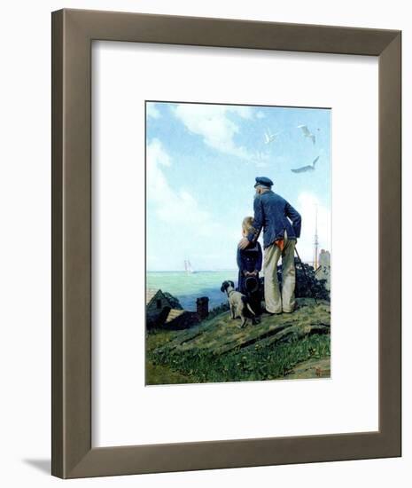 The Stay at Homes (or Outward Bound; Looking Out to Sea)-Norman Rockwell-Framed Giclee Print