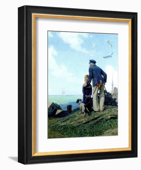 The Stay at Homes (or Outward Bound; Looking Out to Sea)-Norman Rockwell-Framed Giclee Print