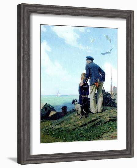 The Stay at Homes (or Outward Bound; Looking Out to Sea)-Norman Rockwell-Framed Giclee Print